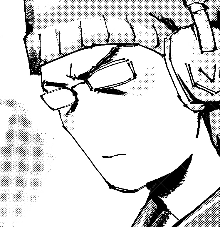 An angel wearing glasses, a beanie hat, and headphones