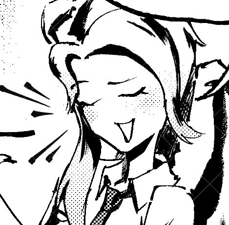 An angel with a ponytail and long eyelashes